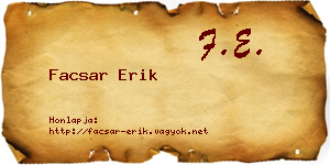 Facsar Erik névjegykártya